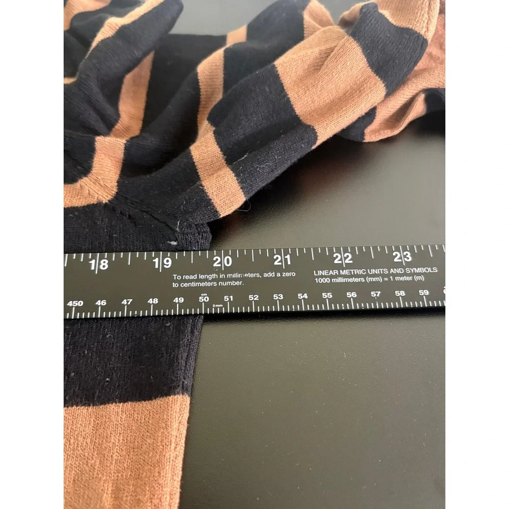 Michael Kors Women Black Brown Striped Button Shoulder Tunic Sweater L
